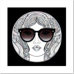 Cool vintage woman with sunglasses | Posters and Art